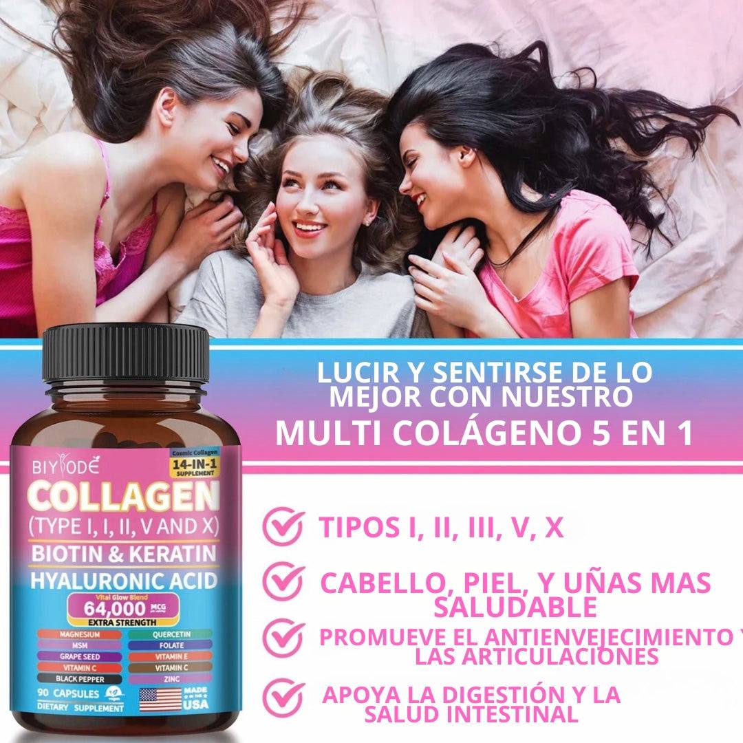 Resveratrol+Ácido Hialurónico+Multi Colágeno+Queratina+Biotín+Quercetina+Magnesio+Ácido Fólico+Vitaminas